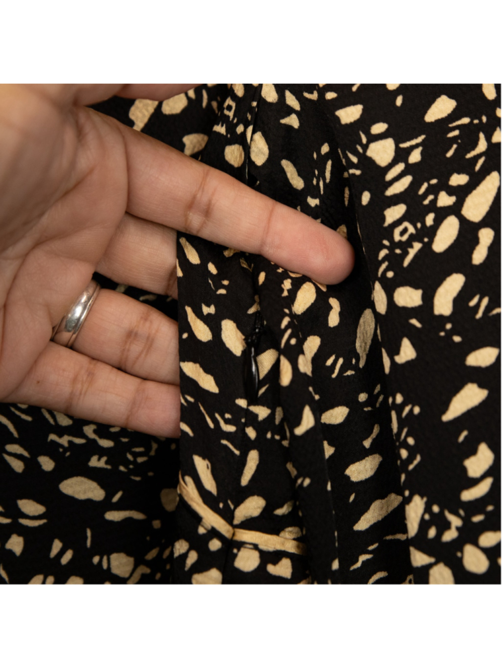 Ba&sh Esme Noir black and beige dot print midi dress-XS - Picture 4 of 5